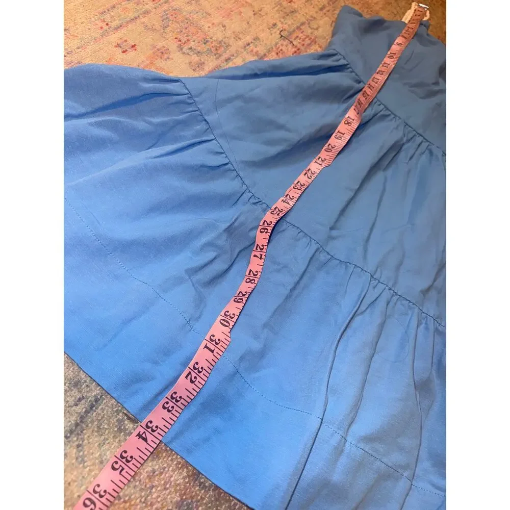 Lilly Pulitzer Crishna Dress Rope Detail Blue Fit Flare Tiered Cotton Linen 4